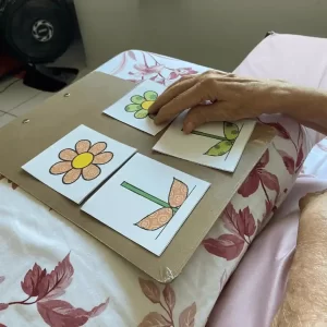 Idosa associando imagens
